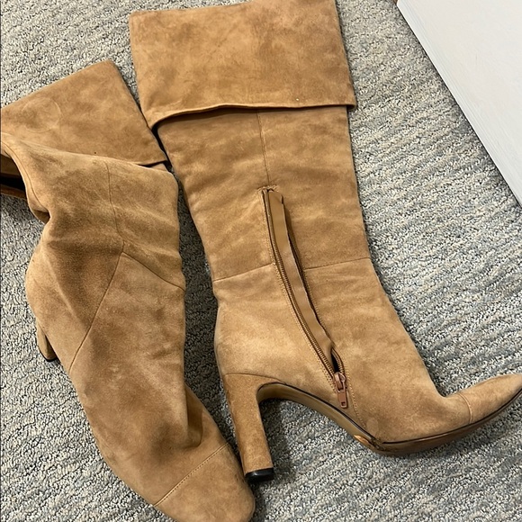 Something Navy Camel Suede Heeled Boots - Picture 3 of 3